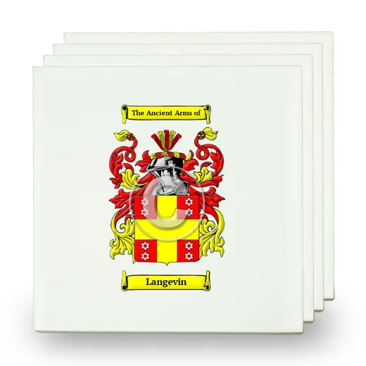 Langevin Set of Four Small Tiles with Coat of Arms