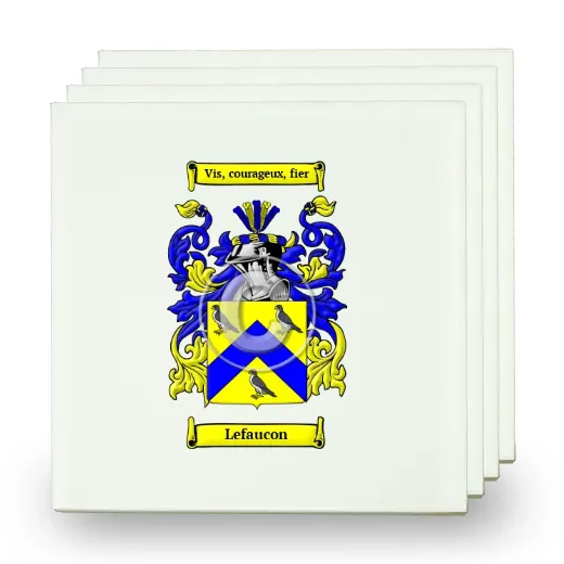 Lefaucon Set of Four Small Tiles with Coat of Arms