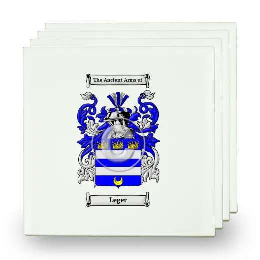 Leger Set of Four Small Tiles with Coat of Arms