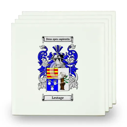 Lestage Set of Four Small Tiles with Coat of Arms