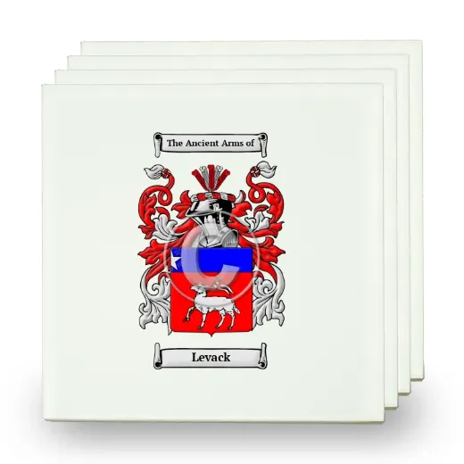 Levack Set of Four Small Tiles with Coat of Arms