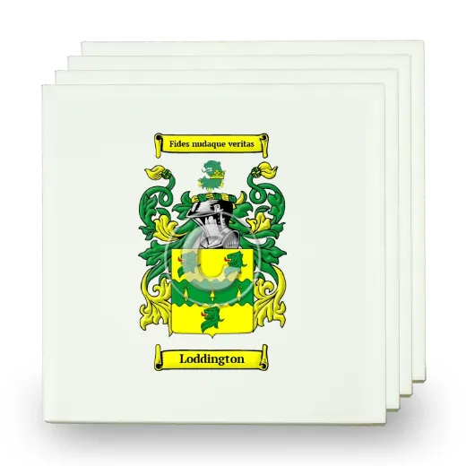 Loddington Set of Four Small Tiles with Coat of Arms