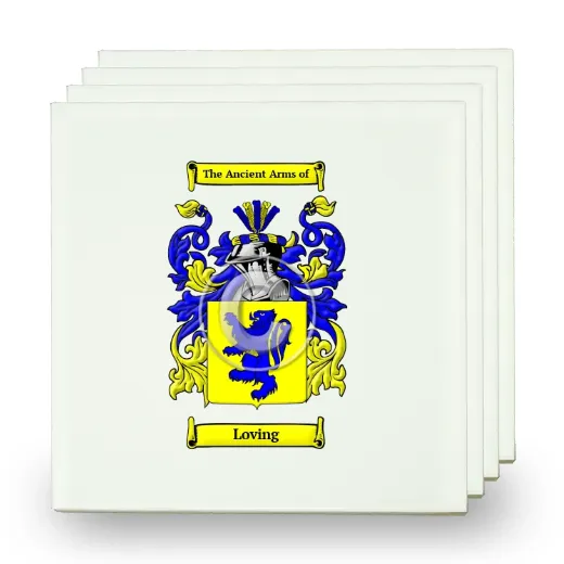 Loving Set of Four Small Tiles with Coat of Arms