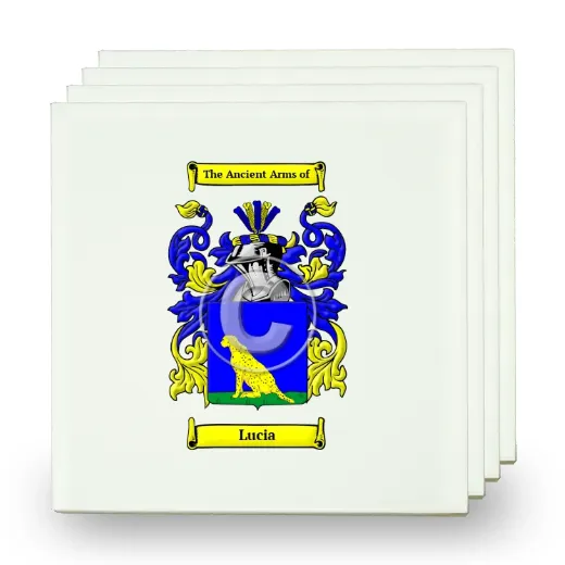 Lucia Set of Four Small Tiles with Coat of Arms