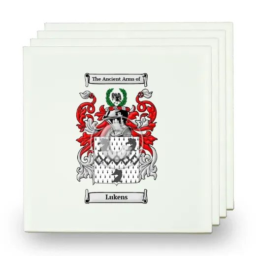 Lukens Set of Four Small Tiles with Coat of Arms