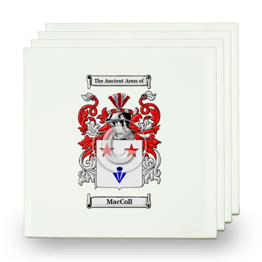 MacColl Set of Four Small Tiles with Coat of Arms