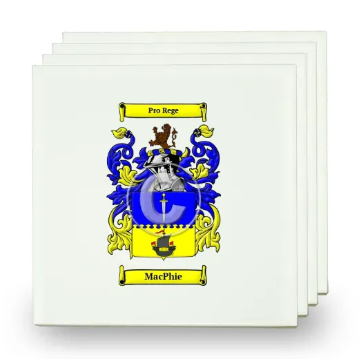 MacPhie Set of Four Small Tiles with Coat of Arms