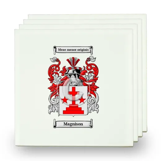 Magnison Set of Four Small Tiles with Coat of Arms