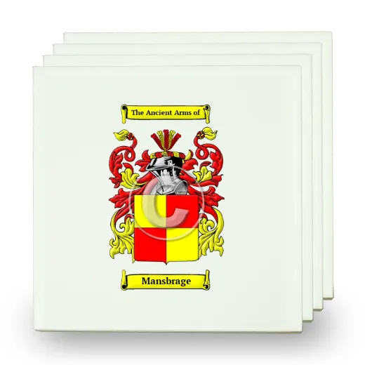 Mansbrage Set of Four Small Tiles with Coat of Arms