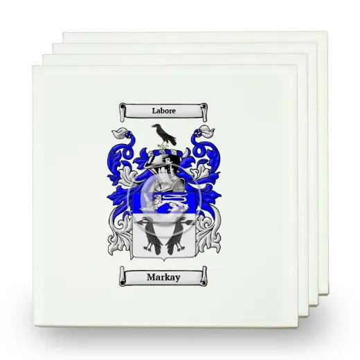 Markay Set of Four Small Tiles with Coat of Arms