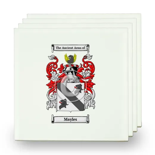 Mayles Set of Four Small Tiles with Coat of Arms