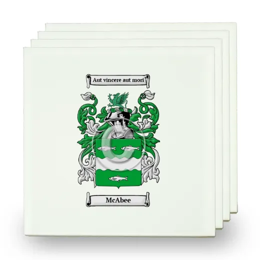 McAbee Set of Four Small Tiles with Coat of Arms