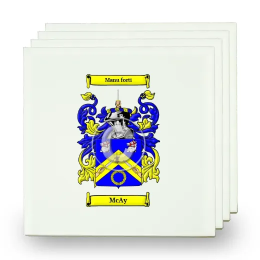 McAy Set of Four Small Tiles with Coat of Arms