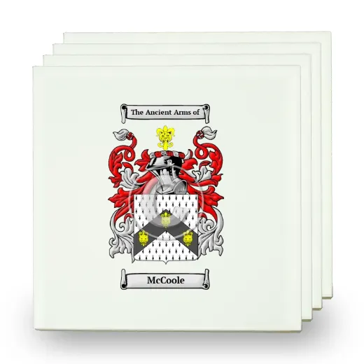 McCoole Set of Four Small Tiles with Coat of Arms