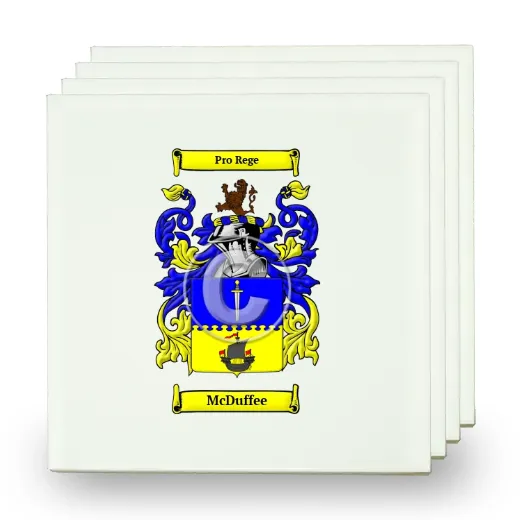 McDuffee Set of Four Small Tiles with Coat of Arms