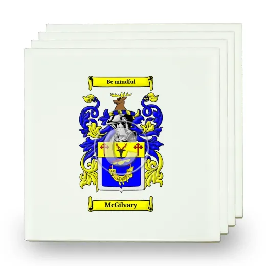 McGilvary Set of Four Small Tiles with Coat of Arms