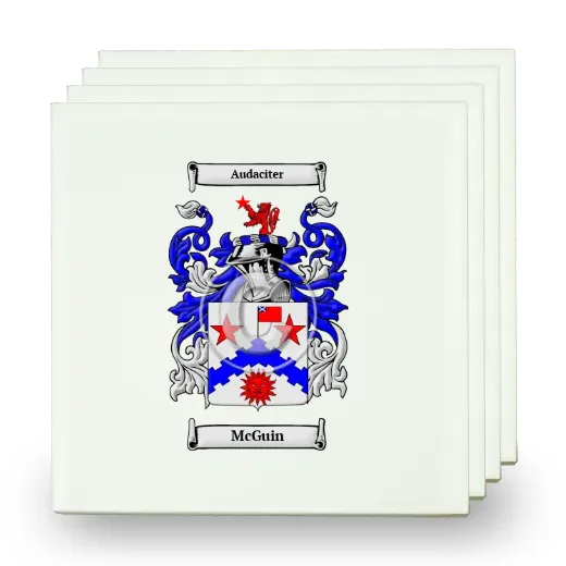 McGuin Set of Four Small Tiles with Coat of Arms