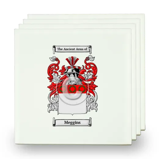 Meggins Set of Four Small Tiles with Coat of Arms