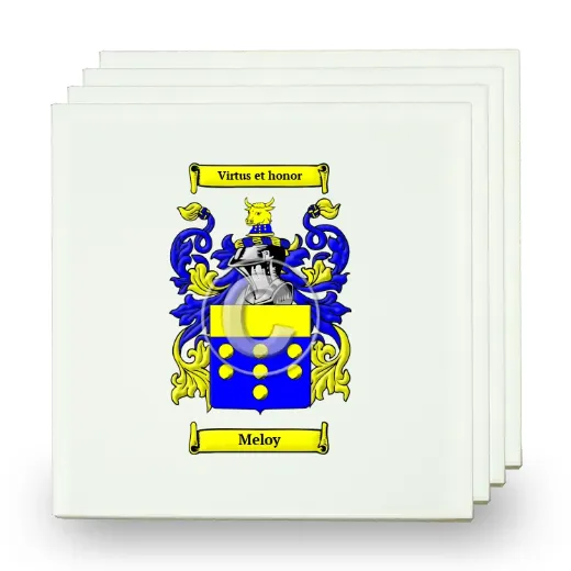 Meloy Set of Four Small Tiles with Coat of Arms