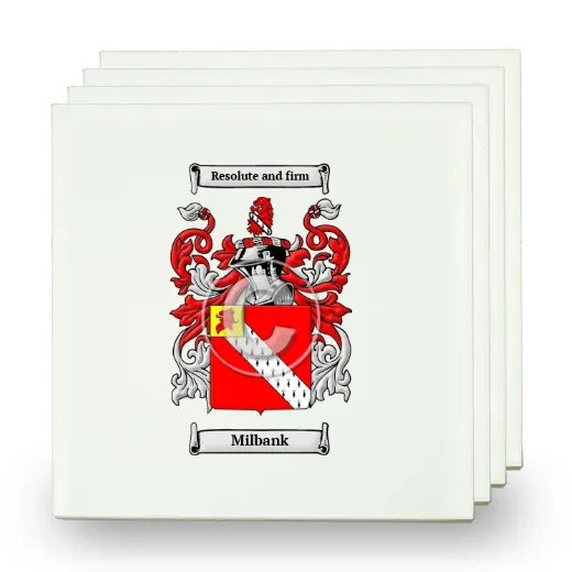 Milbank Set of Four Small Tiles with Coat of Arms