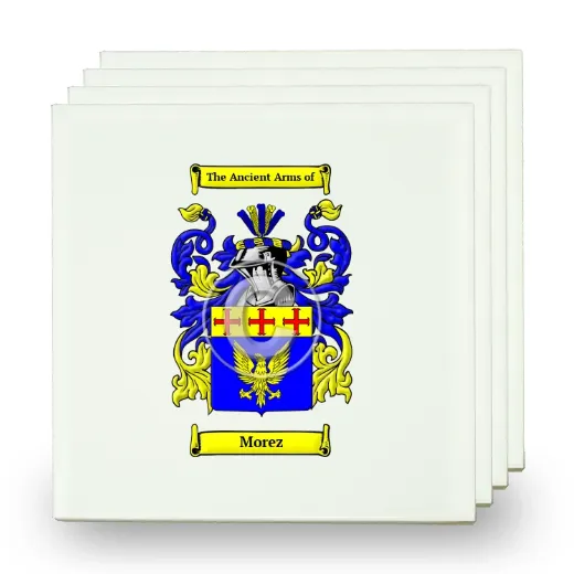 Morez Set of Four Small Tiles with Coat of Arms