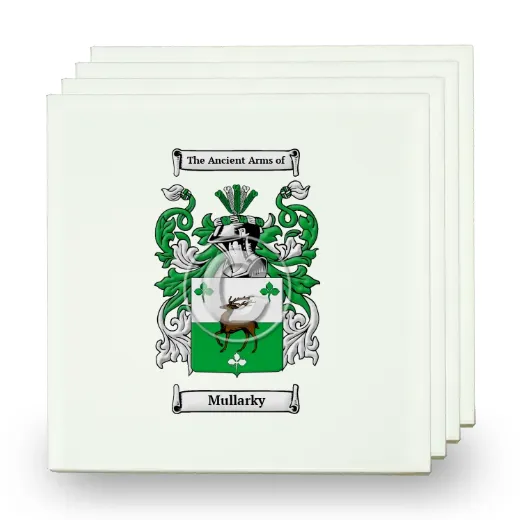 Mullarky Set of Four Small Tiles with Coat of Arms