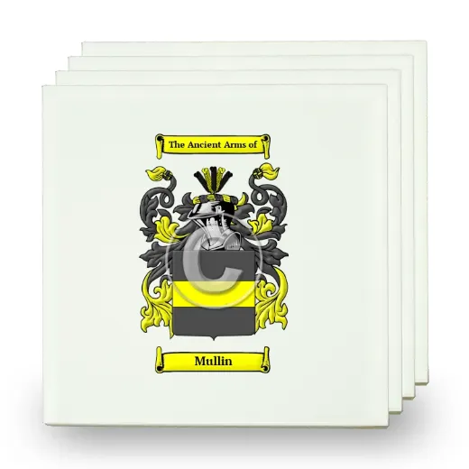 Mullin Set of Four Small Tiles with Coat of Arms