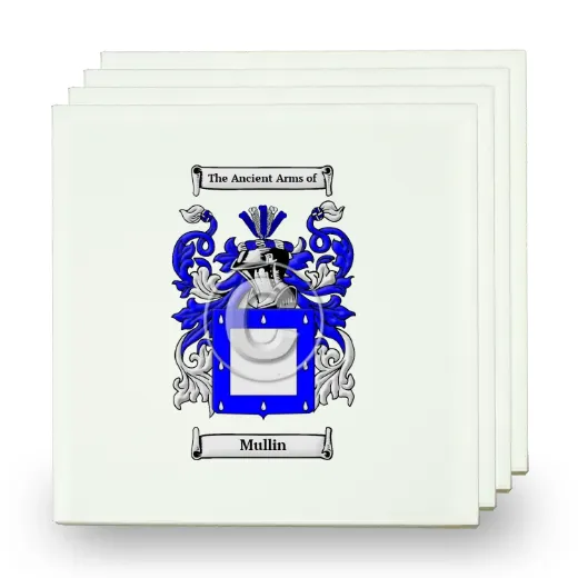 Mullin Set of Four Small Tiles with Coat of Arms