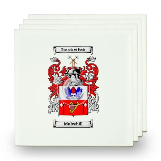 Mulvehill Set of Four Small Tiles with Coat of Arms