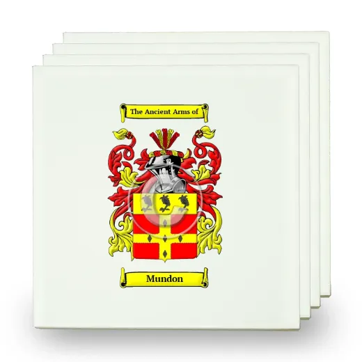Mundon Set of Four Small Tiles with Coat of Arms