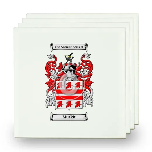 Muskit Set of Four Small Tiles with Coat of Arms