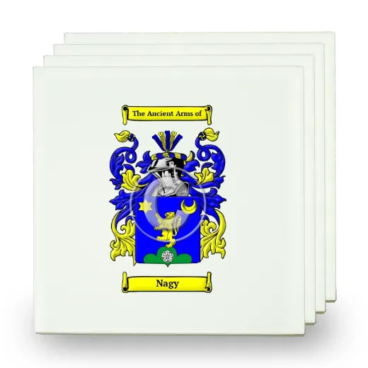 Nagy Set of Four Small Tiles with Coat of Arms