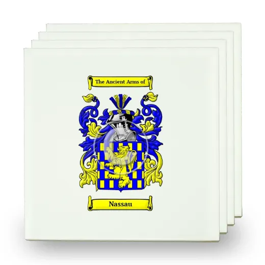 Nassau Set of Four Small Tiles with Coat of Arms