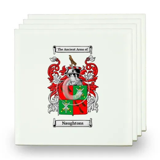 Naughtons Set of Four Small Tiles with Coat of Arms