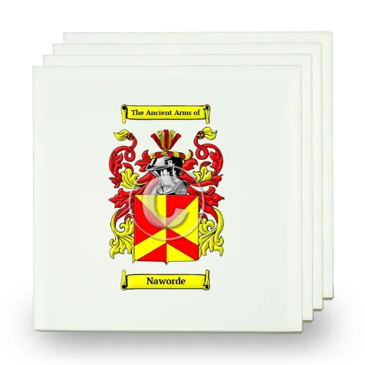 Naworde Set of Four Small Tiles with Coat of Arms