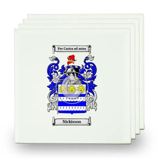 Nickisson Set of Four Small Tiles with Coat of Arms