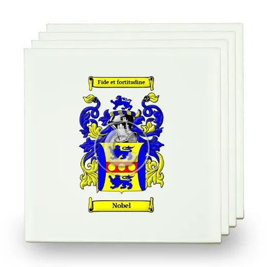 Nobel Set of Four Small Tiles with Coat of Arms