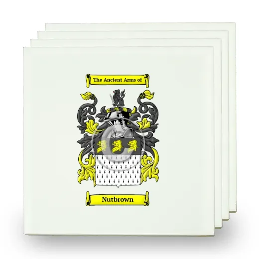 Nutbrown Set of Four Small Tiles with Coat of Arms