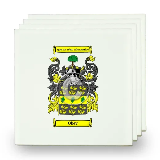 Okey Set of Four Small Tiles with Coat of Arms