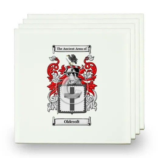 Oldcroft Set of Four Small Tiles with Coat of Arms