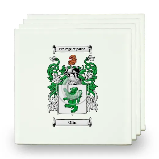 Olin Set of Four Small Tiles with Coat of Arms