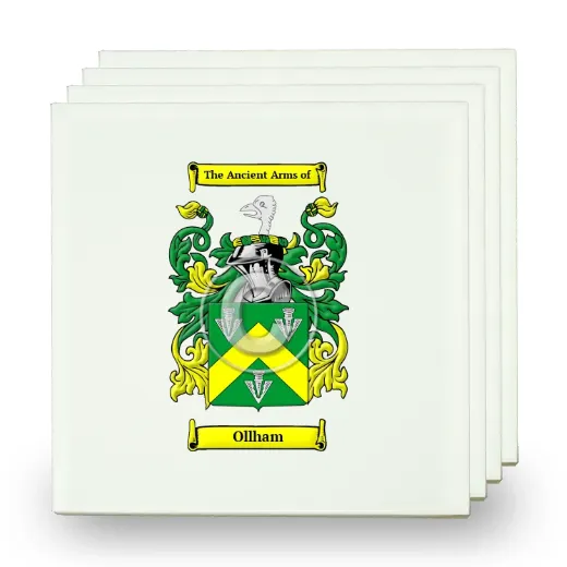 Ollham Set of Four Small Tiles with Coat of Arms
