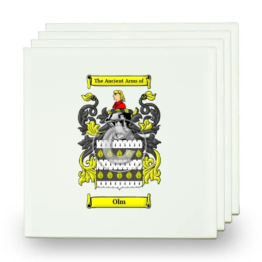 Olm Set of Four Small Tiles with Coat of Arms