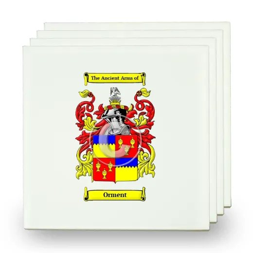 Orment Set of Four Small Tiles with Coat of Arms