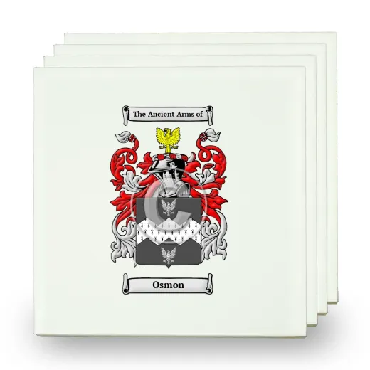 Osmon Set of Four Small Tiles with Coat of Arms