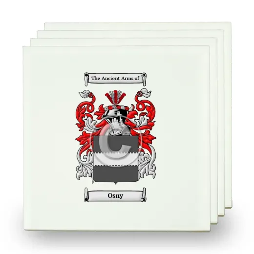 Osny Set of Four Small Tiles with Coat of Arms