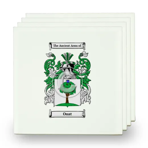 Ouat Set of Four Small Tiles with Coat of Arms
