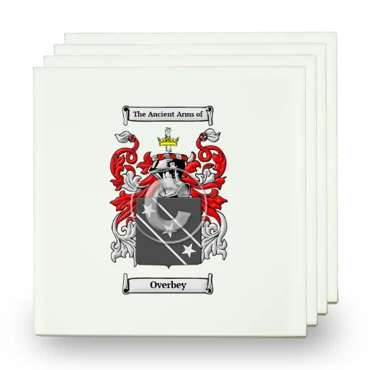 Overbey Set of Four Small Tiles with Coat of Arms