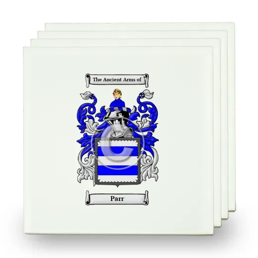 Parr Set of Four Small Tiles with Coat of Arms