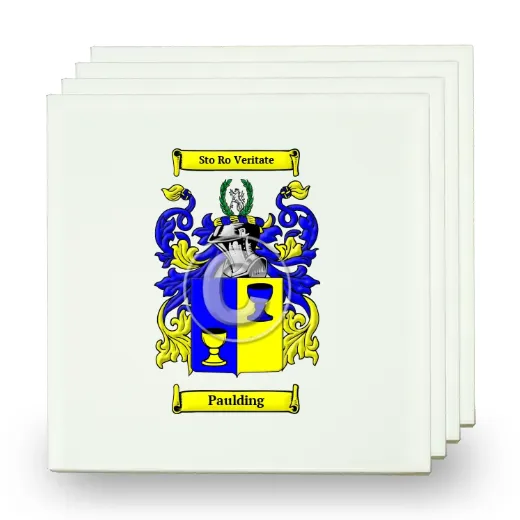 Paulding Set of Four Small Tiles with Coat of Arms